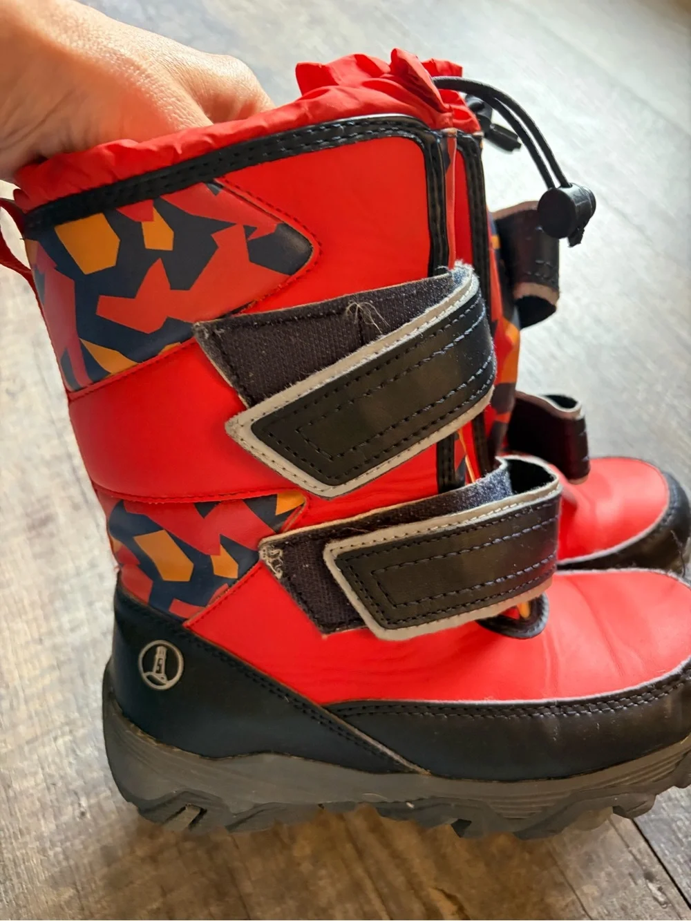 Kids Orange Winter Snow Boots with Easy Hook-and-Loop Closures